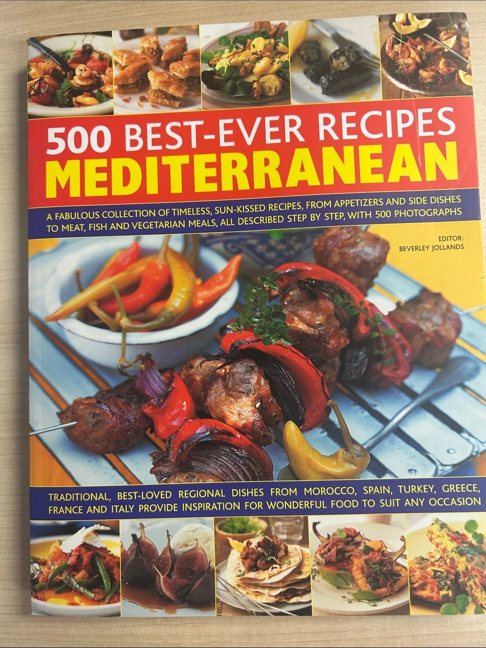 500 Best-Ever Recipes Mediterranean Cookbook - Bright Red & Yellow Cover